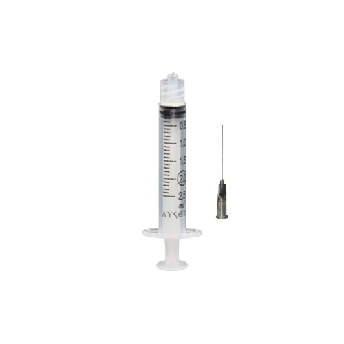 2 ml Luer Lock Kilitli Uzun Dental Enjektör 27G 50mm Gri İğneli